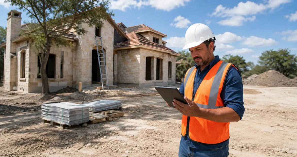 San Antonio contractor reviewing general liability insurance cost and COI requirements at a Bexar County jobsite, 2026.