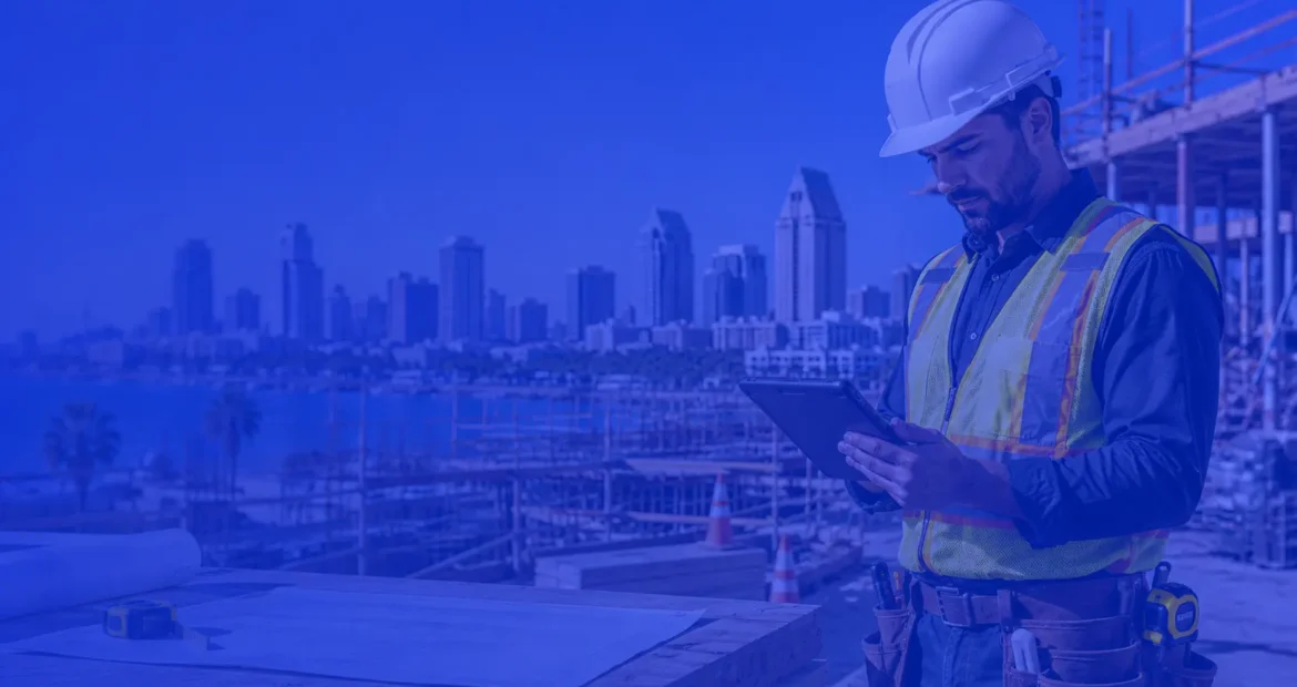 Contractor reviewing general liability insurance and COI requirements for a San Diego job site