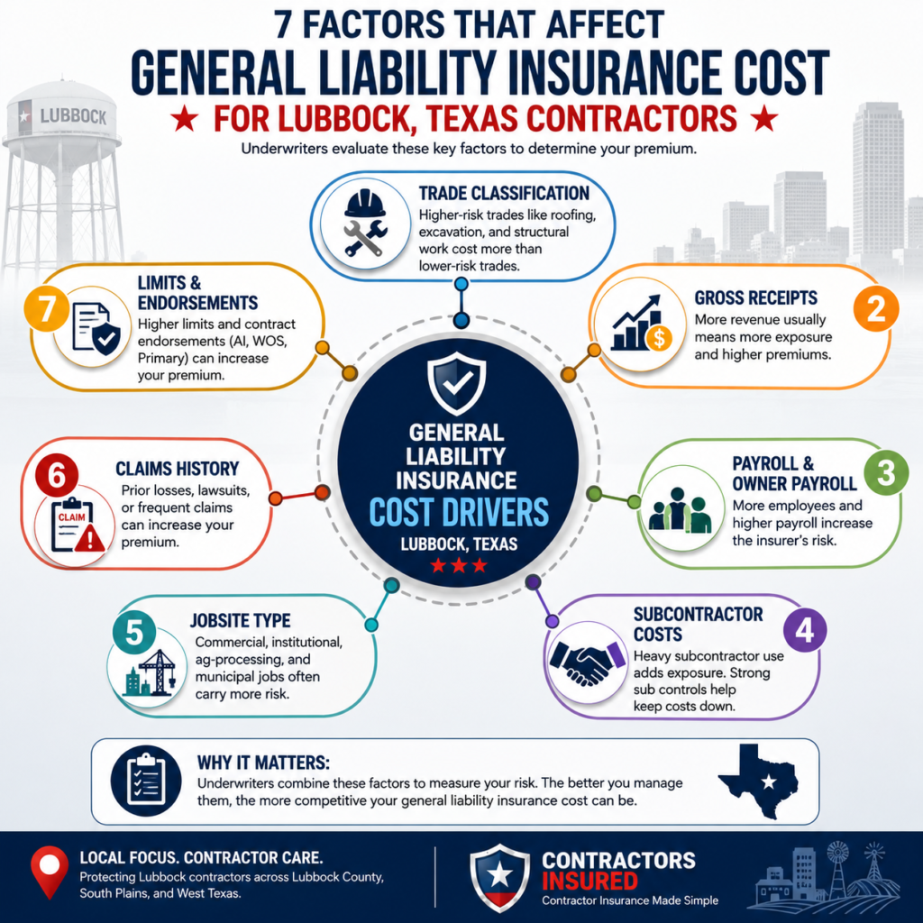 general liability insurance cost lubbock tx cost drivers