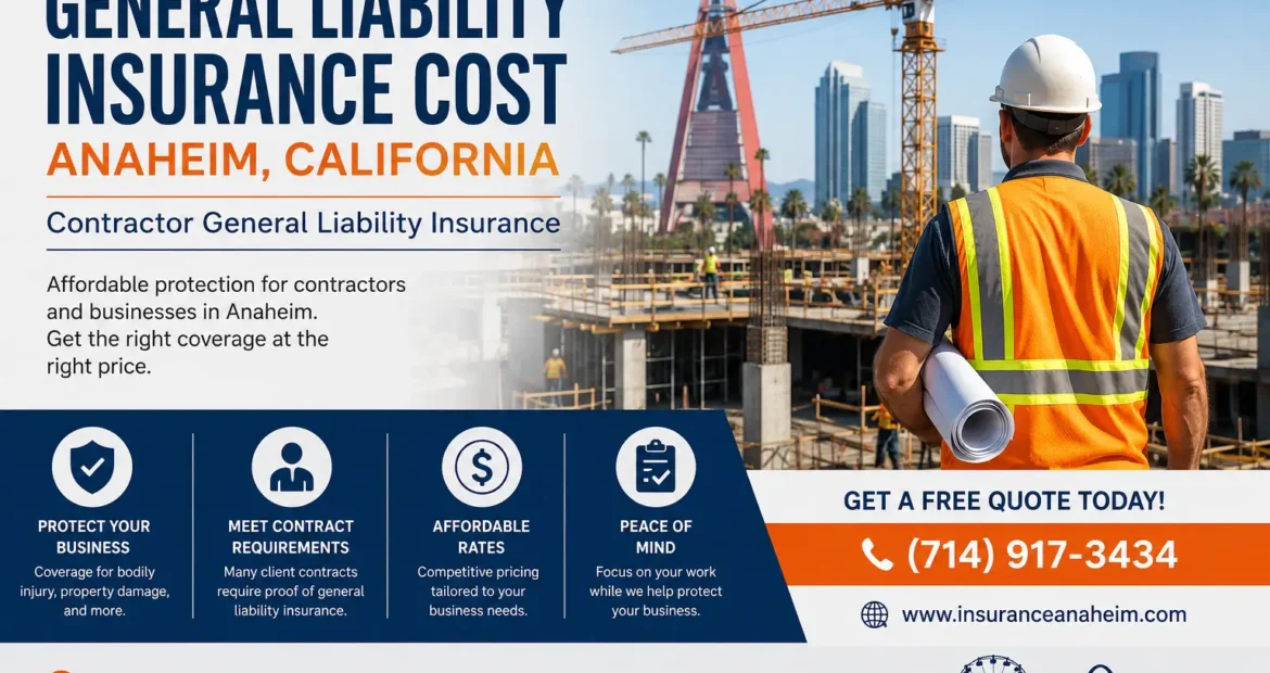 Contractor reviewing general liability insurance and COI requirements for an Anaheim job site