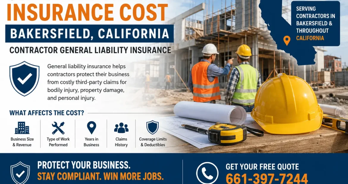Contractor reviewing general liability insurance and COI requirements for a Bakersfield job site.