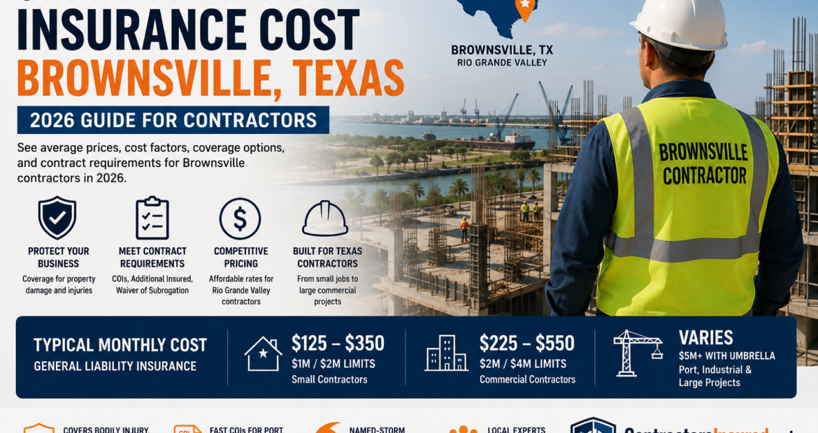 Contractor reviewing general liability insurance and COI requirements for a Brownsville job site.
