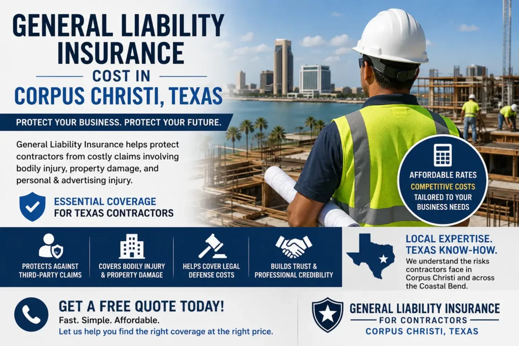 Contractor reviewing general liability insurance and COI requirements for a Corpus Christi job site.