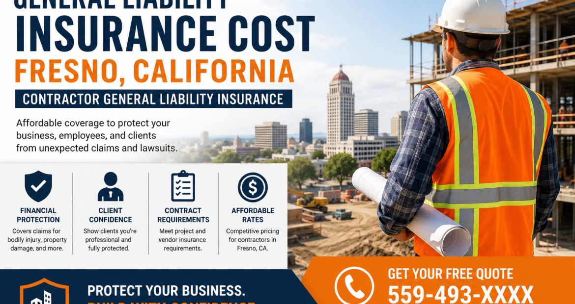 Contractor reviewing general liability insurance and COI requirements for a Fresno job site.