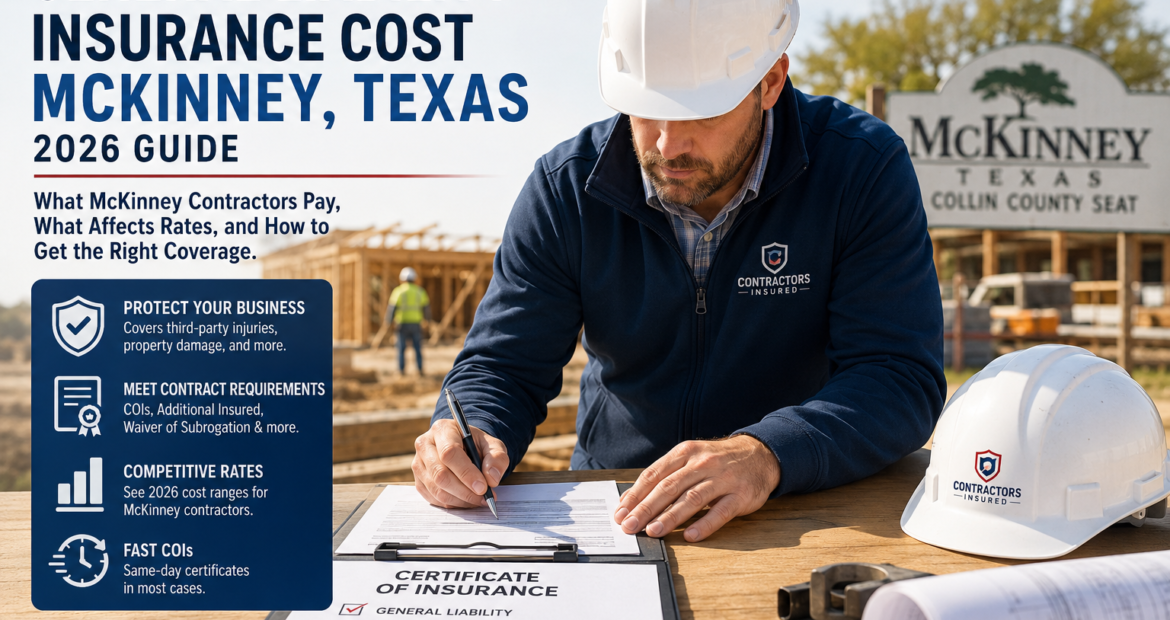 Contractor reviewing general liability insurance and COI requirements for a McKinney job site.