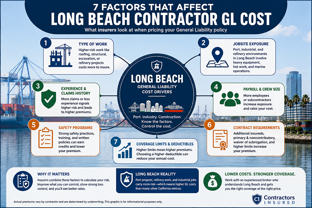 general liability insurance cost long beach ca cost drivers