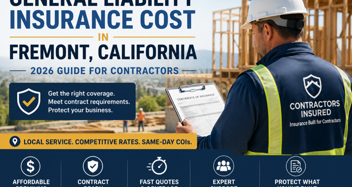 Contractor reviewing general liability insurance and COI requirements for a Fremont job site.