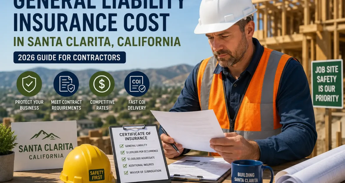 Contractor reviewing general liability insurance and COI requirements for a Santa Clarita job site.